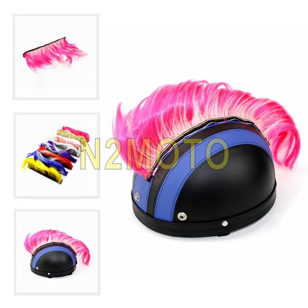

motorcycle mohawk helmet hair punk style motocross racing bike skateboard outdoor removable helmet hair feather decoration