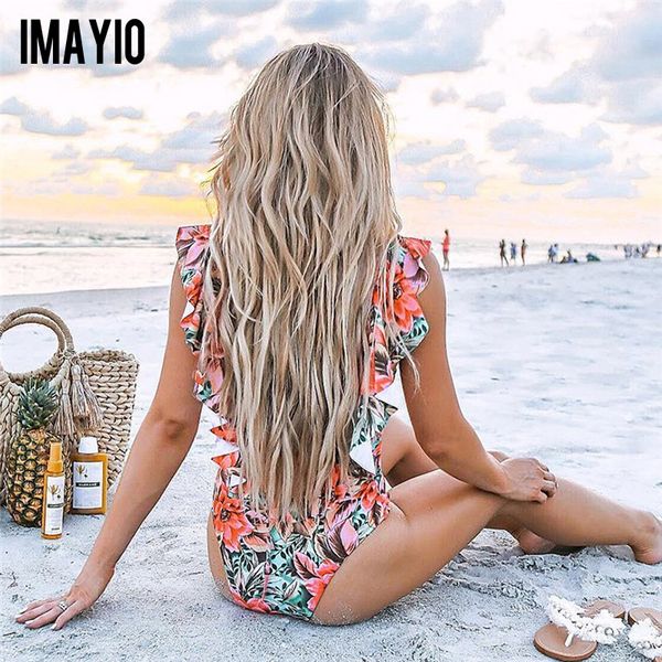 

imayio один кусок купальники сборки backless женщины цветочные печати купальник 2019 купальник stretch bodysuit, White;black
