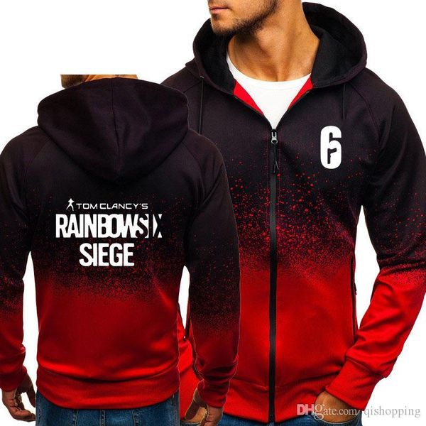 

rainbow six hoodie siege gradient hoodies winter hoodie autumn coat coat zipper jacket mens hoodie hip hop harajuku male clothing, Blue;black
