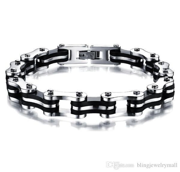 

22.5cm*9mm stainless steel bracelet biker bicycle motorcycle chain men's bracelets mens bangles jewelry gs3136, Black