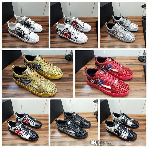 

2019 роскошная мужская мода повседневная обувь на платформе Заклепки кожа личи мет