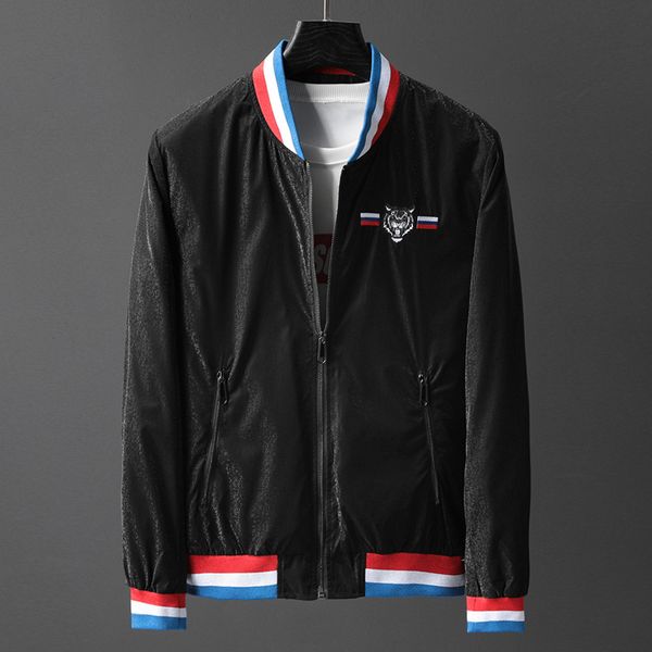 

2019 brand animal embroidery mens bomber jacket casual stand neck zipper full high grade black men jackets casacas para hombre, Black;brown