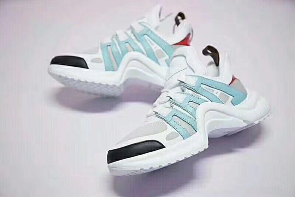 

new basket archlight sneakers chaussures argent silver archlight white monogram lace logo flat trainer sneaker casual shoes t07, Black