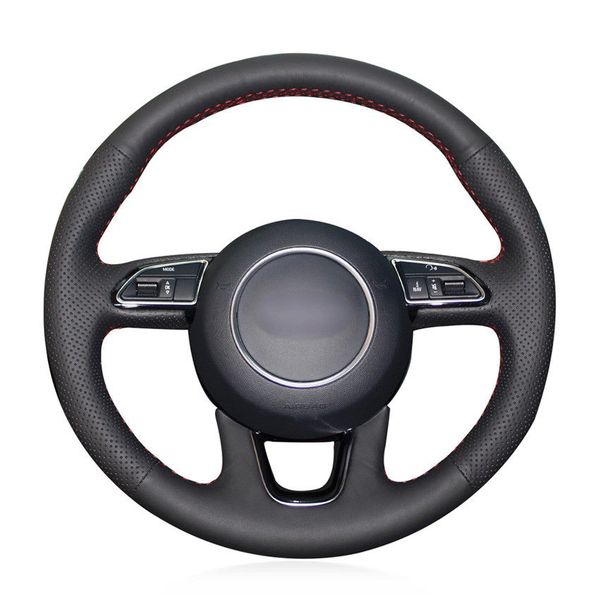 

black artificial leather car steering wheel cover for audi q3 q5 2013 2014 2015