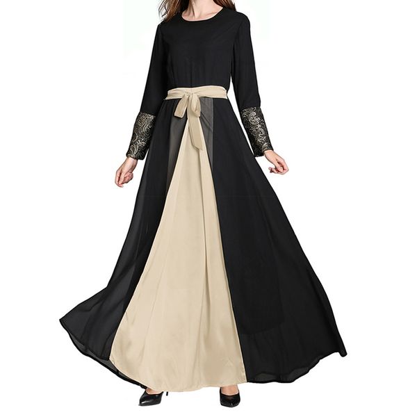 

muslim women dress modest dress muslim middle east maxi trumpet sleeve abaya long robe gowns tunic belt vestido arabe, Red