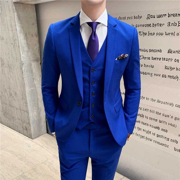 

latest coat pant design royal blue men suit( jacket + vest + pant) business office wedding party banquet men's three piece set, White;black