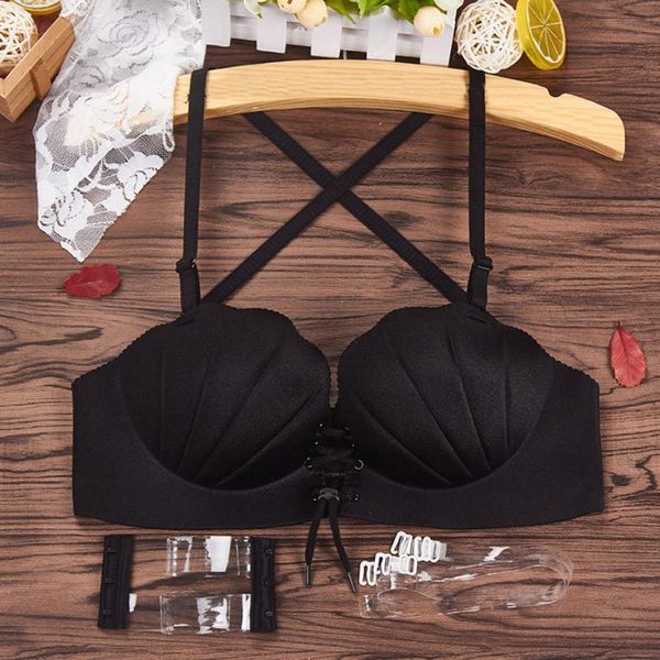 

women underwears push up bra intimates alluring women big size adjustable drawstring lingerie push up shell bra brief sets ju27, Red;black