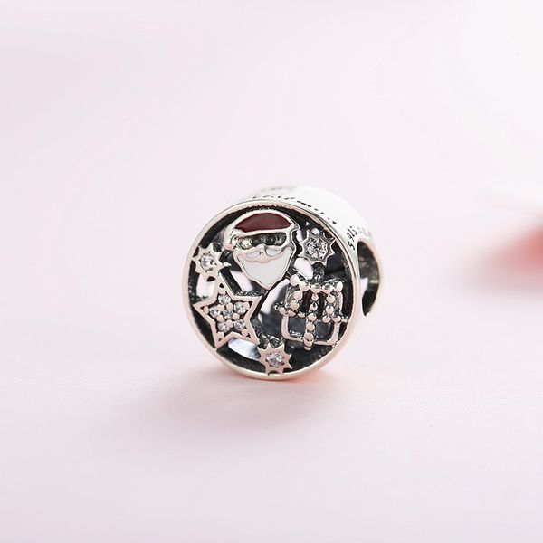 

новый подлинный реальный стерлингового серебра 925 пробы рождество sata клаус шарик прелести подходят браслет пандора, Black