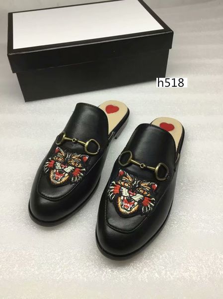 

new sale designer princetown classic slippery metal buckle beach slippers soft lovers shoes size high-quality4, Black