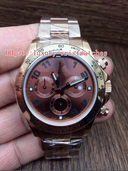 

excellent wristwatches cosmograph 116505-0004 116505 40mm 18k rose gold digital no chronograph automatic mechanical mens watch watches, Slivery;brown