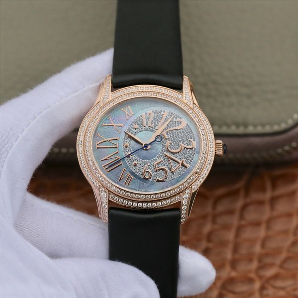 

orologio di lusso 77303 lady watches 35x39.5mm mother-of-pearl dial movement watches diamond watch (18k white gold inset 323 diamond, Slivery;brown