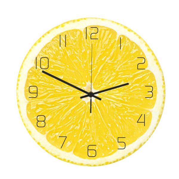 

round battery operated mute sweep fruit shape home decor office analog bedroom 5 colors wall clock accessories living room