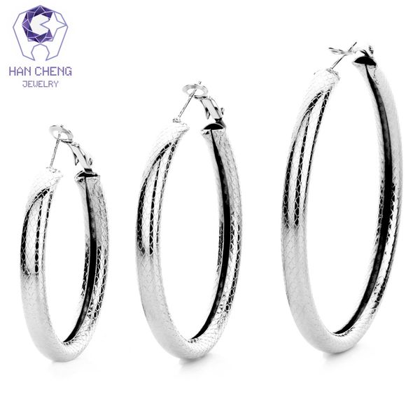 

hancheng new fashion simple classic loop alloy silver plated circle round big hoop earrings for women jewelry brincos bijoux, Golden;silver