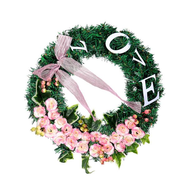 

pink love 4 letter rustic wreath front door decoration artificial wreath