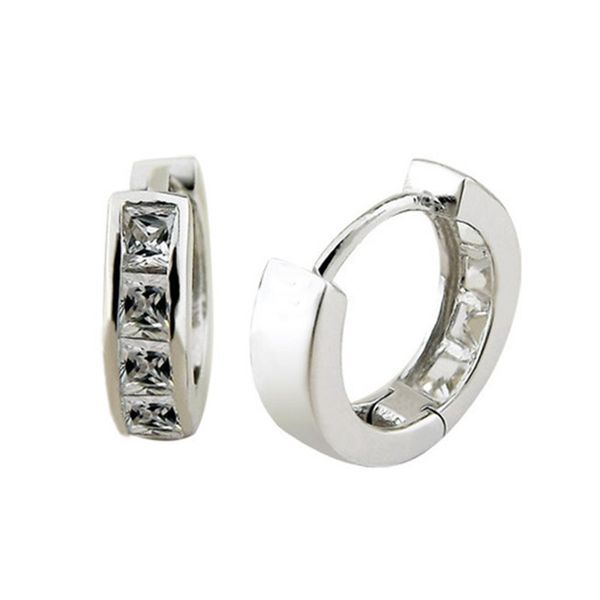 

korean square zircon crystal hoop earrings for women men silver color earring earings jewelry earing brincos oorbellen a105, Golden;silver
