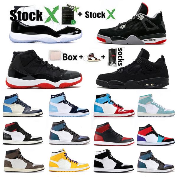 

jumpman 4 4s black cat basketball shoes 1 1s high court black white men women designer sneakers 11 11s bred concord 45 trainers