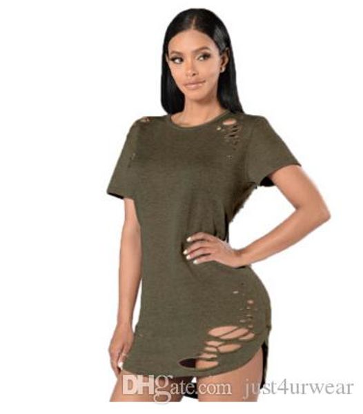 

women black holes women long tshirts hollow out design longline curved hem summer tees, White