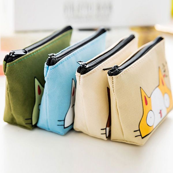 

cat printed coin purses cartoon animal mini storage bag card holder key bag small storage