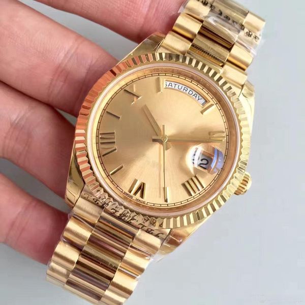 

горячие мужские часы 18 к золотые часы 40 мм сапфировое зеркало серии высокого качества автоматическое механизм оригинальный складной пряжко, Slivery;brown