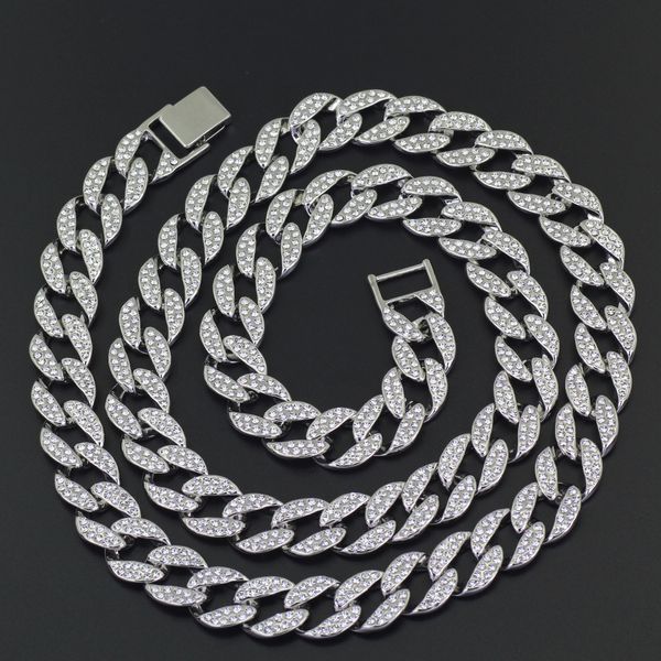 

men hip hop cuban chains necklaces male hiphop iced out bling miami cuban chain necklace hiphop jewelry gifts, Silver