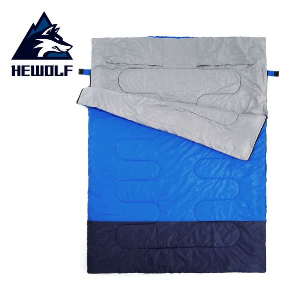 

hewolf outdoor camping sleeping bag envelope pattern couple lover travel warm weather use can split into two sleeping bags