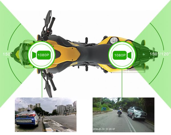 

2.0'' lcd full body waterproof dual full hd 1080p wide angle front and rear view lens wifi motorcycle dvr dash camera recorder car