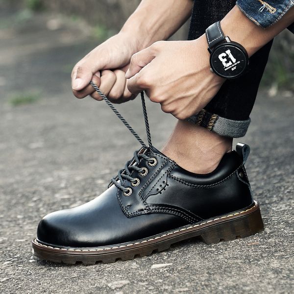 

design men classic business formal shoes lace up fashion round toe genuine leather shoes outdoor men oxford dress, Black