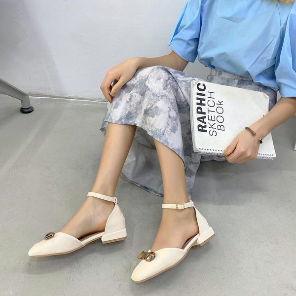 

net red sandals female 2020 spring new wild baotou thick with fairy style square head with flat bottom tide, Black