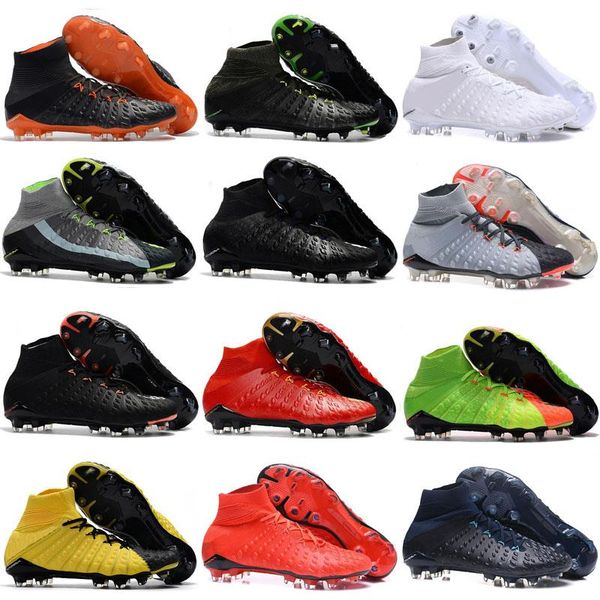 

mens soccer shoes cleats hypervenom phantom iii ea sports fg footboos shoes soft ground football boots rising fast pack neymar boots, White;red