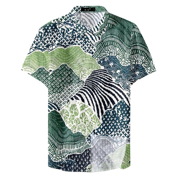 

2019 summer quality fashion colorful texture man print casual shirt, White;black