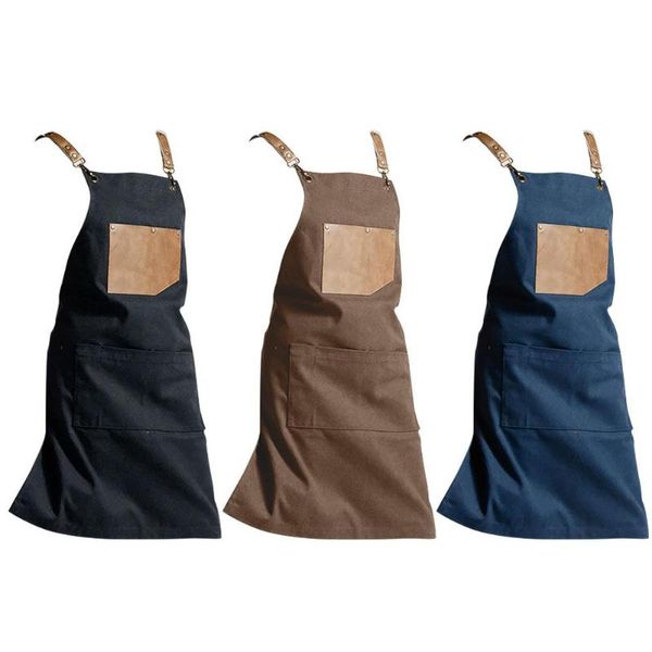 

heavy-duty domestic apron nordic minimalist apron cafe overalls with utility storage bag, men's and women's, three-color choice