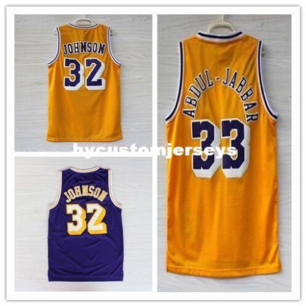 

new mens #33 kareem abdul jabbar #32 johnsonbasketball jersey us size xs-6xl stitched vest jerseys ncaa, Black;blue