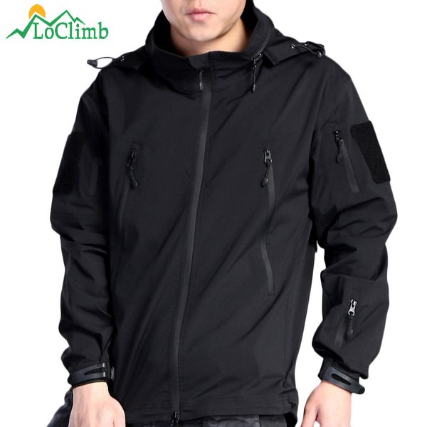 

loclimb nylon waterproof tactical hiking jackets men army trekking climbing coats outdoor hunting sport jacket,am122, Blue;black
