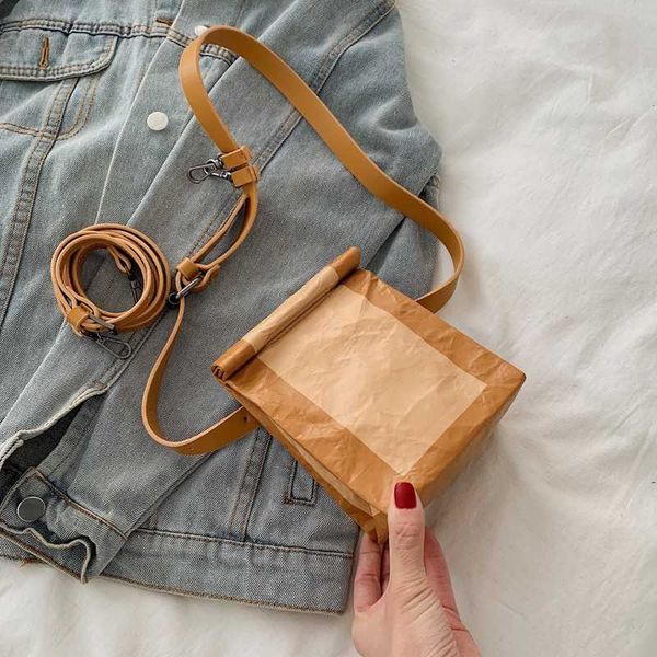 

women fanny pack vintage color kraft paper waist bags fashion shoulder messenger bag female travel handbags and purses