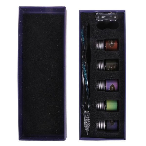 

crystal starry sky glass ink pen glass dip pen for writing fountain set gift d08b