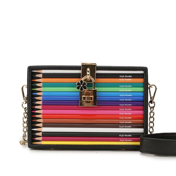 

creative color pencil design box women shoulder bags designer messenger bag luxury pu leather crossbody bag funny party purses