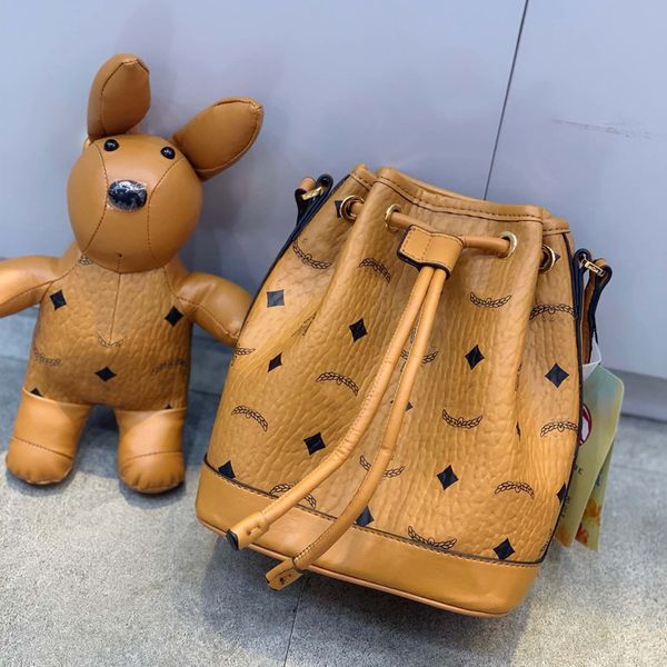 

fashion women designer handbags purse wallet draw string letter small capacity rabbit genuine leather bucket bag