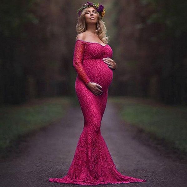 Abito di maternità per foto di maternità fotografia puntelli con scollo a V abiti sexy in pizzo in gravidanza 2022 abito lungo elegante a sirena da donna