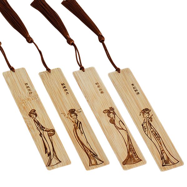 

4pcs wooden bookmarks classic vintage hollow retro chic bookmark fir gifts fresh cute cactus sakura magnetic bookmarks books
