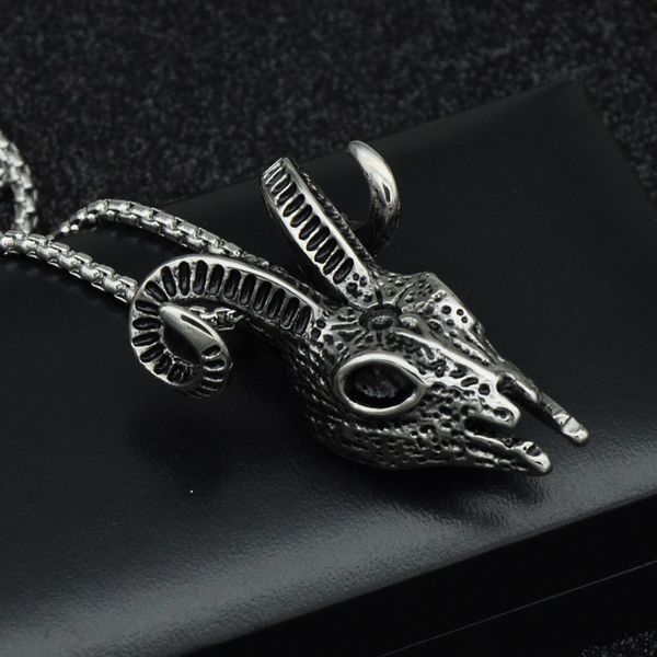 

cool 3d 316l stainless steel vikings sheep head riend pendant necklace charm animal choker jewelry for man, Silver