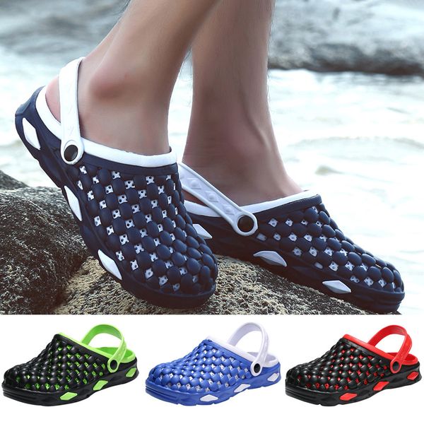

eillysevens men's mixed color sandals lightweight breathable beach shoes non-slip hole shoes #sh, Black
