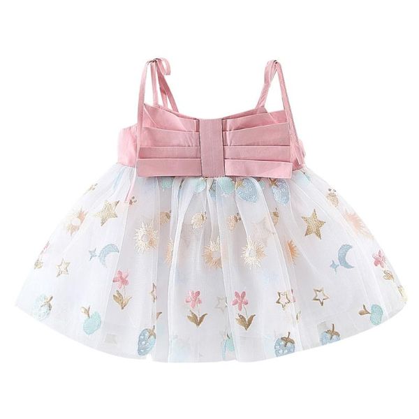 

cute girl clothing sleeveless dress children sleeveless sling wing flower print mesh gauze princess dress pink style sale, Red;yellow