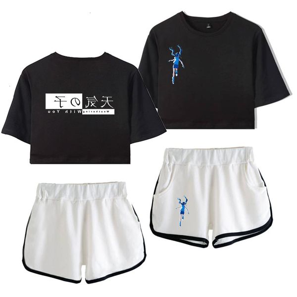 

2019 diffuse large film weather son short sleeve t shirt shorts suit women's wear, Black;blue