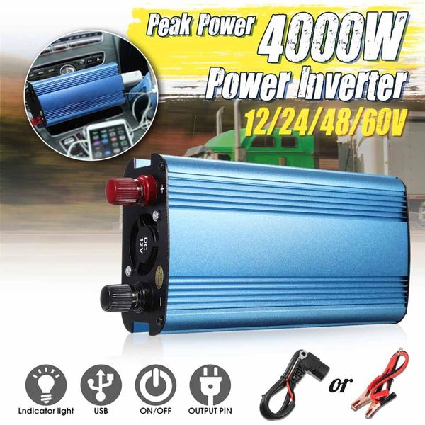 

autoleader car inverter pea k power 4000w inverter dc 12v/24v/48v/60v to ac 220v sine wave solar voltage transformer