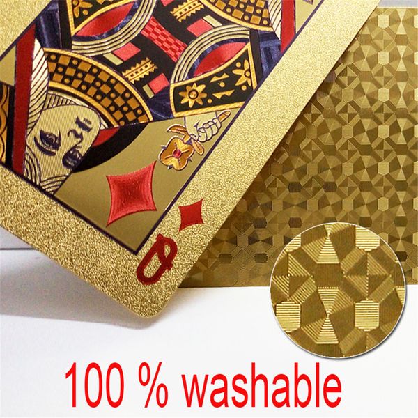 Conjunto de cartas de baralho folha de ouro 54 peças baralho truques clássicos de pôquer caixa de ferramentas embalada