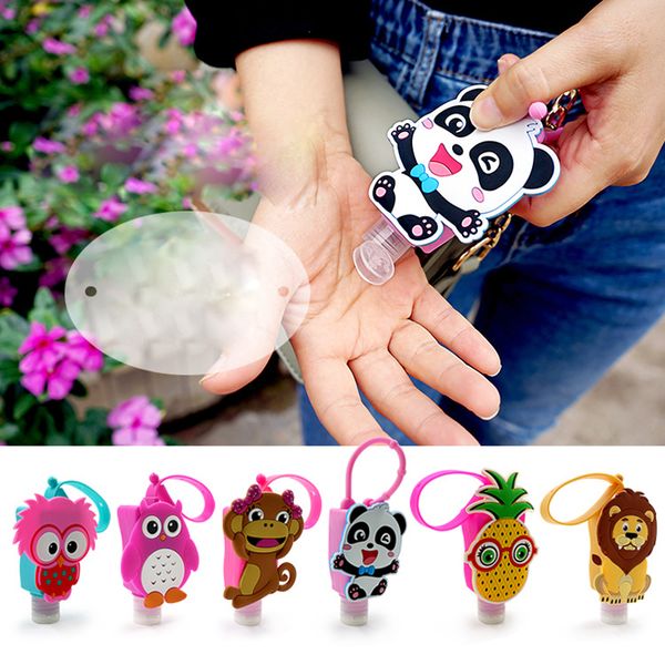 

30ml 1oz empty hand sanitizer bottles with cute creative cartoon animal cover portable silicone hand soap holder