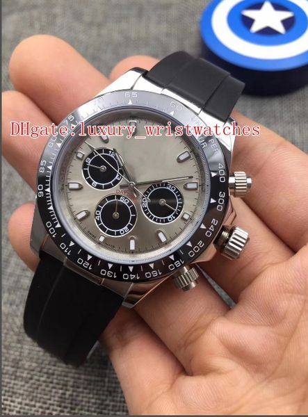 

fashion wristwatch cosmograph 116519 116519ln 40mm rubber bands strap ceramic bezel no chronograph asia 2813 movement automatic mens watch, Slivery;brown