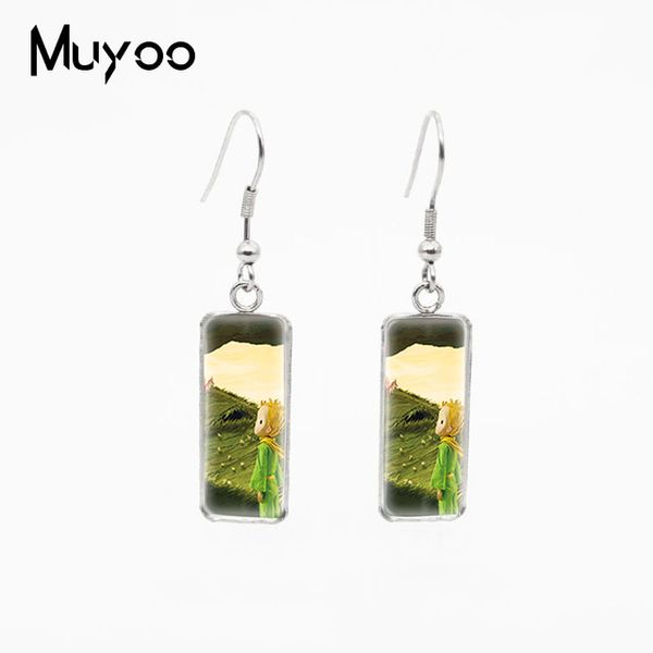 

2019 new fashion le petit prince rectangle hook earrings the little prince jewelry french fairy tale style womens earrings, Silver