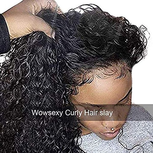 

deep wave human hair wigs curly lace front wigs human hair pre plucked lace frontal wig brazilian hair wigs for women wet wavy, Black;brown