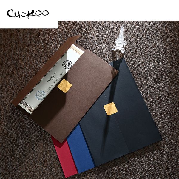 

cuckoo 1pcs certificate document paper envelope novelty dignified elegant three folding file sets stamping sliver paper